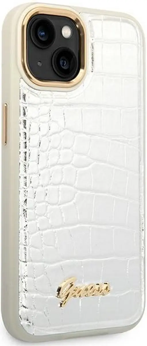 Guess Crocodile Back Case iPhone 14 - Zilver