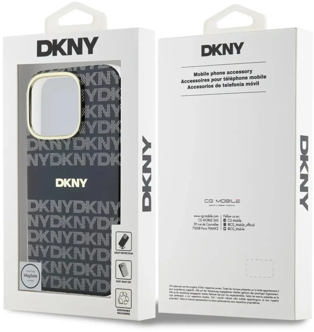 DKNY Backcover iPhone 16 Pro - Tonal Stripe - Zwart - afbeelding 6 van 6