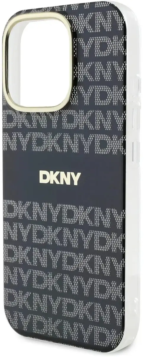 DKNY Backcover iPhone 16 Pro - Tonal Stripe - Zwart