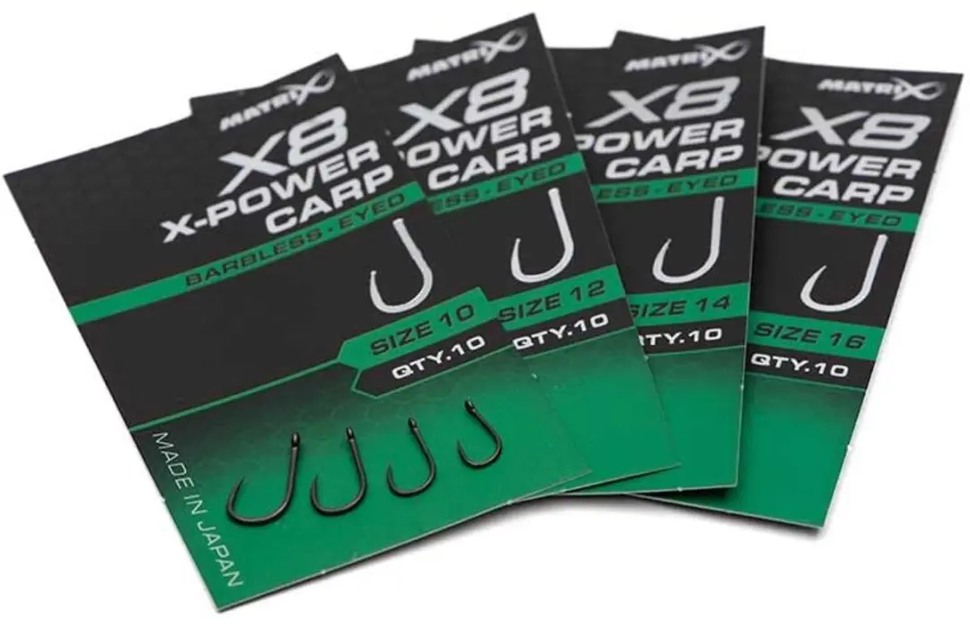 Matrix X8 X-Power Carp Eyed-Barbless Haken - 12