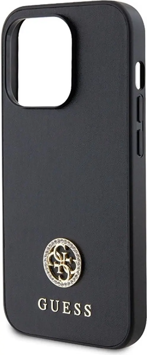 GUESS 4G Strass Metal Logo Back Case - iPhone 15 Pro Max - Zwart
