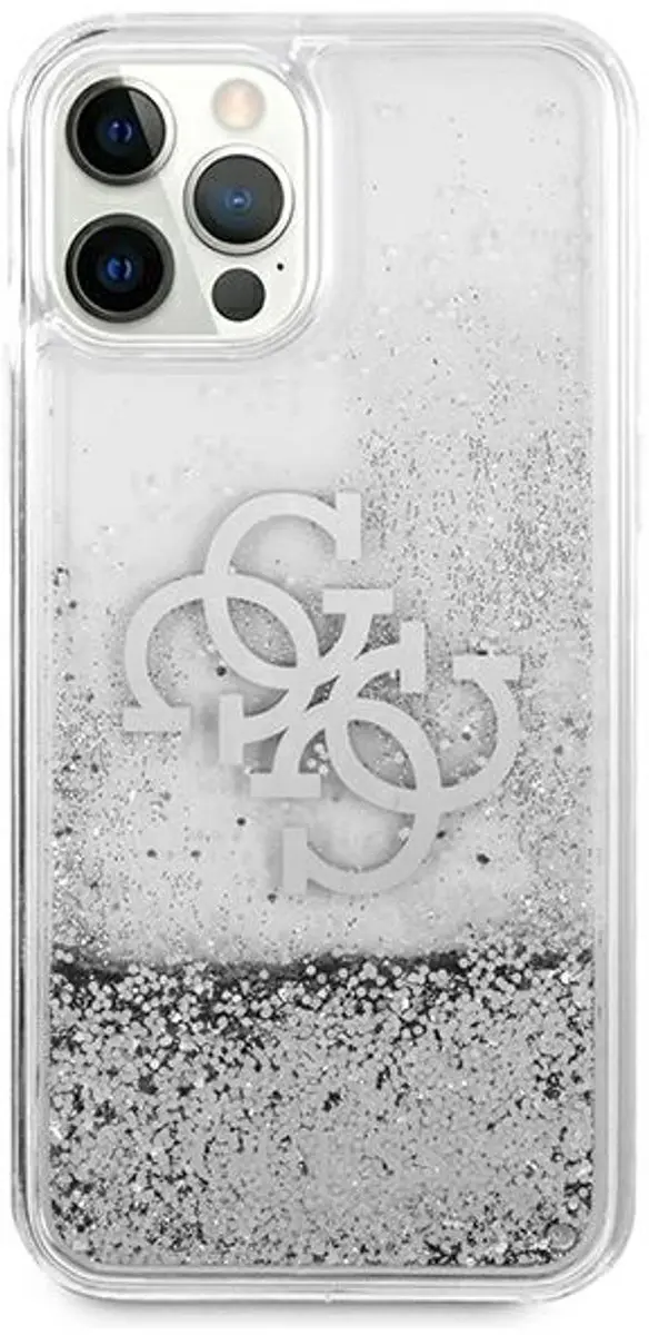 GUESS Big 4G Logo Liquid Glitter Hoesje - iPhone 12 Pro Max - Zilver