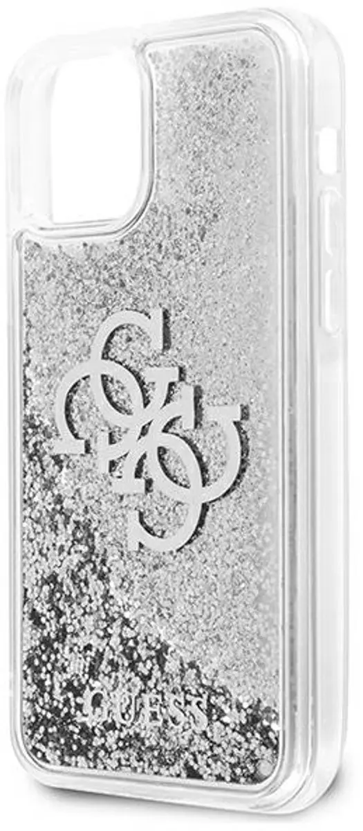 GUESS Big 4G Logo Liquid Glitter Hoesje - iPhone 12 Pro Max - Zilver
