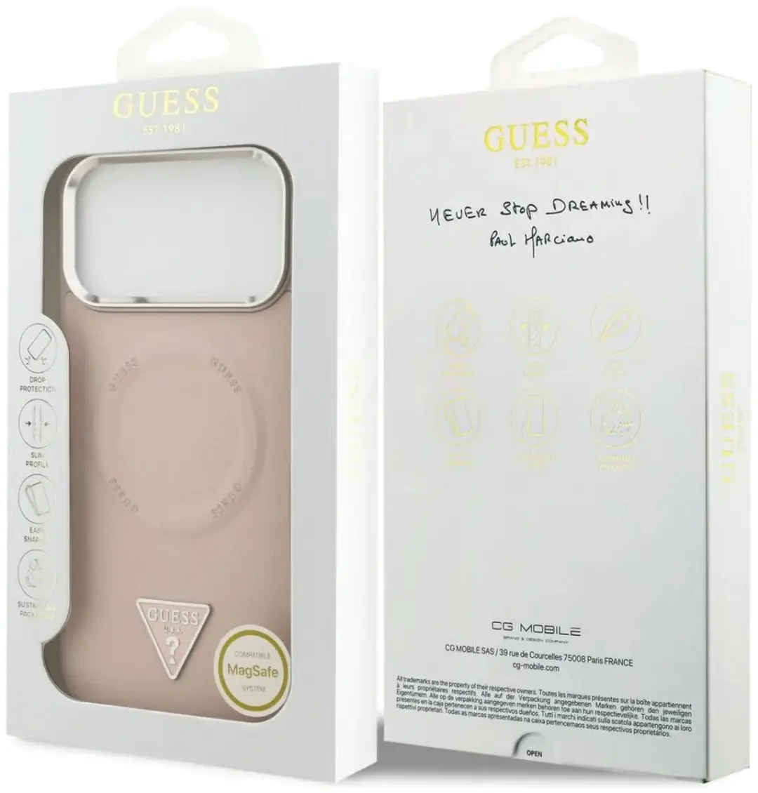 GUESS Triangle Logo iPhone 17 Pro Max Hoesje - MagSafe - Roze