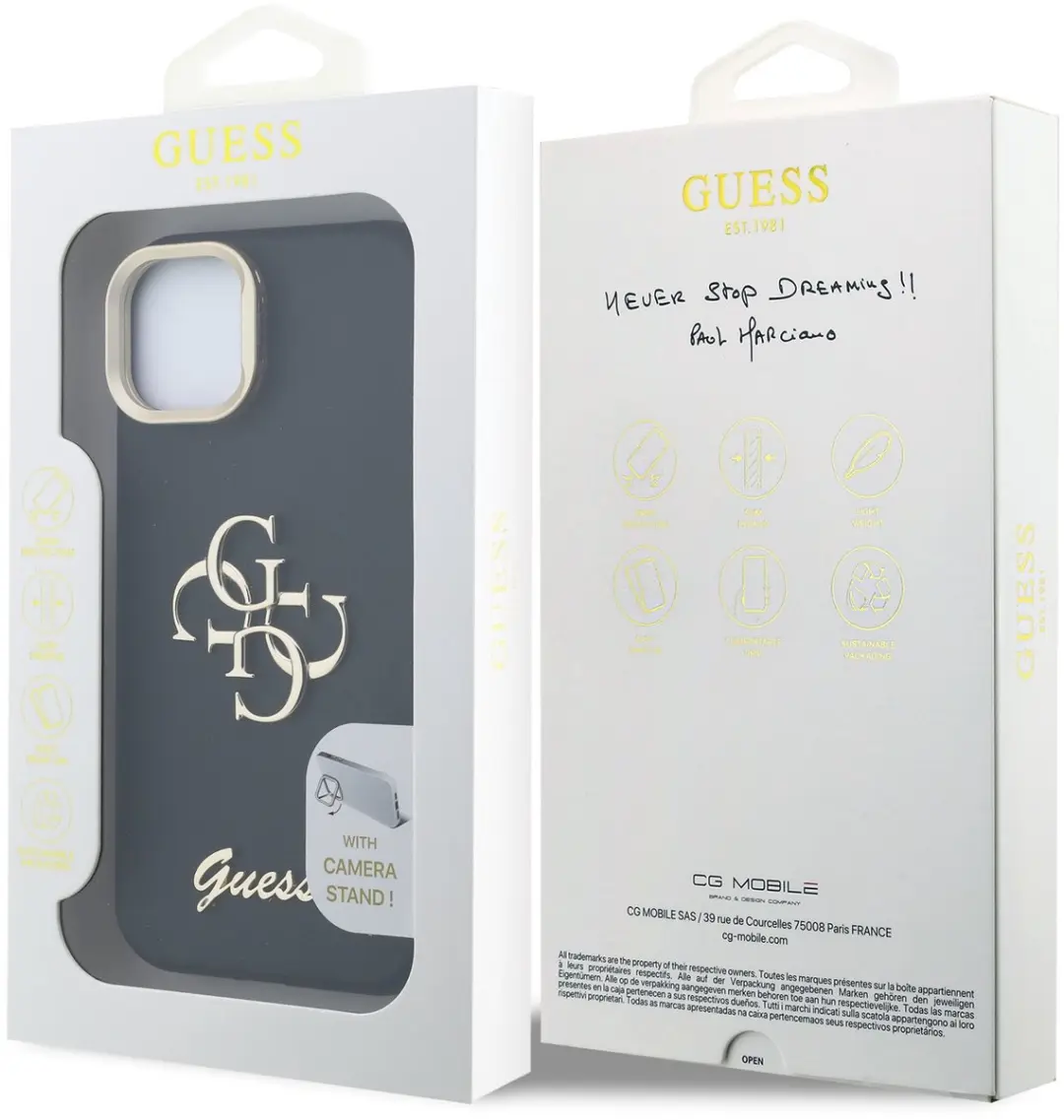 GUESS 4G Logo iPhone 14 Hoesje - Zwart