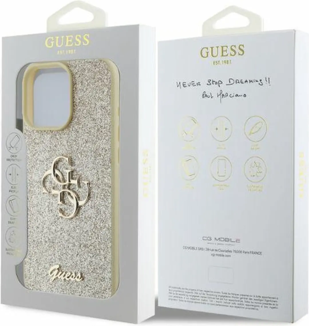 Guess Hardcase Glitter iPhone 16 Pro Max - Goud
