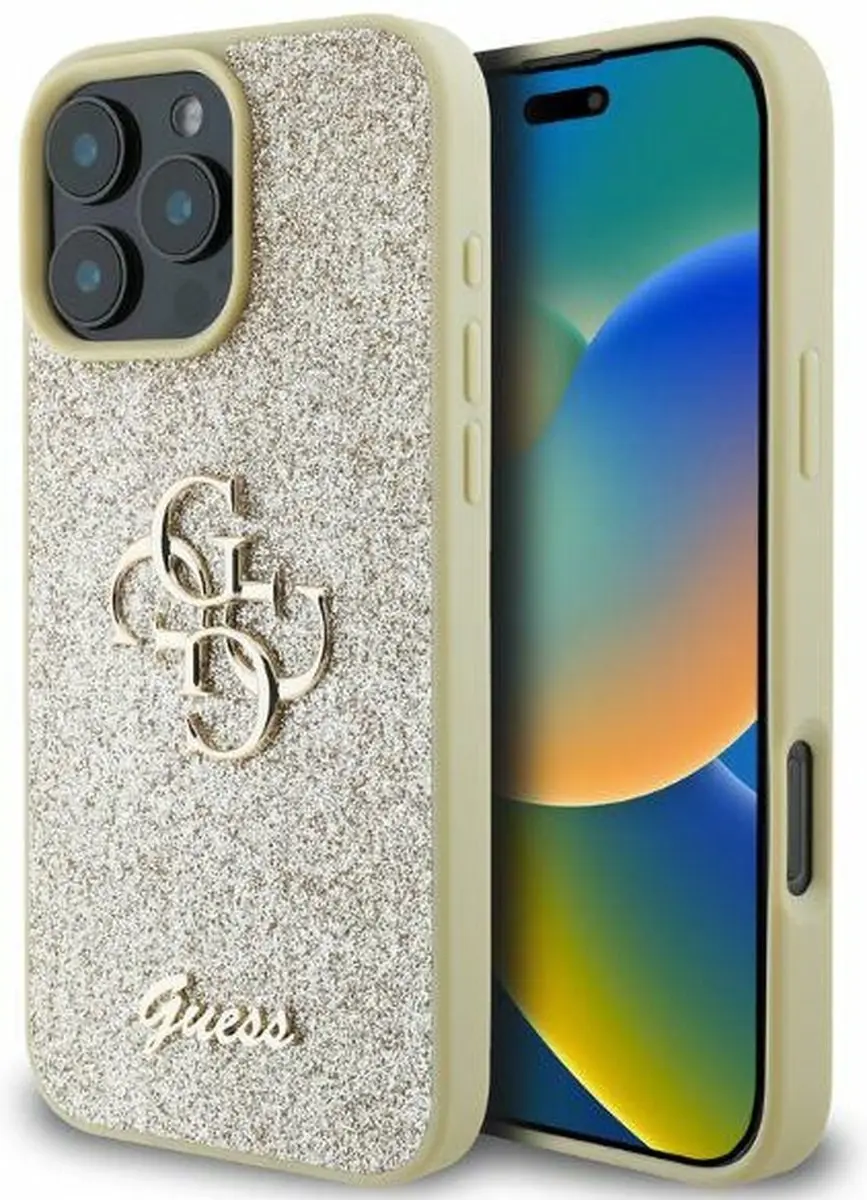 Guess Hardcase Glitter iPhone 16 Pro Max - Goud