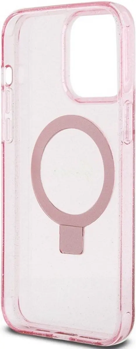 GUESS Ring Glitter Back Case MagSafe - Roze - iPhone 15 Pro