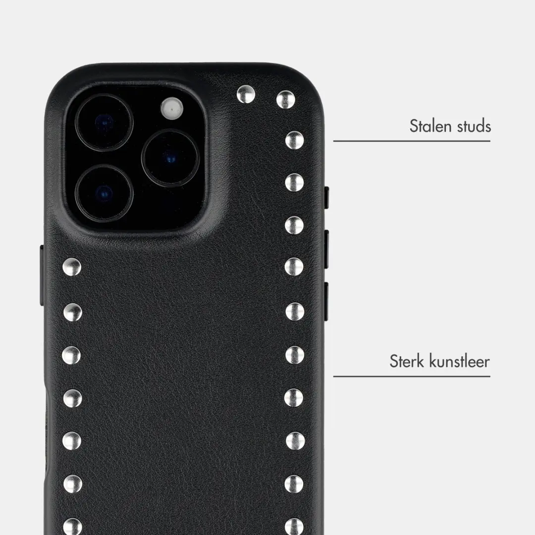 Selencia Hoesje iPhone 16 Pro Studs Backcover - Velvet Black