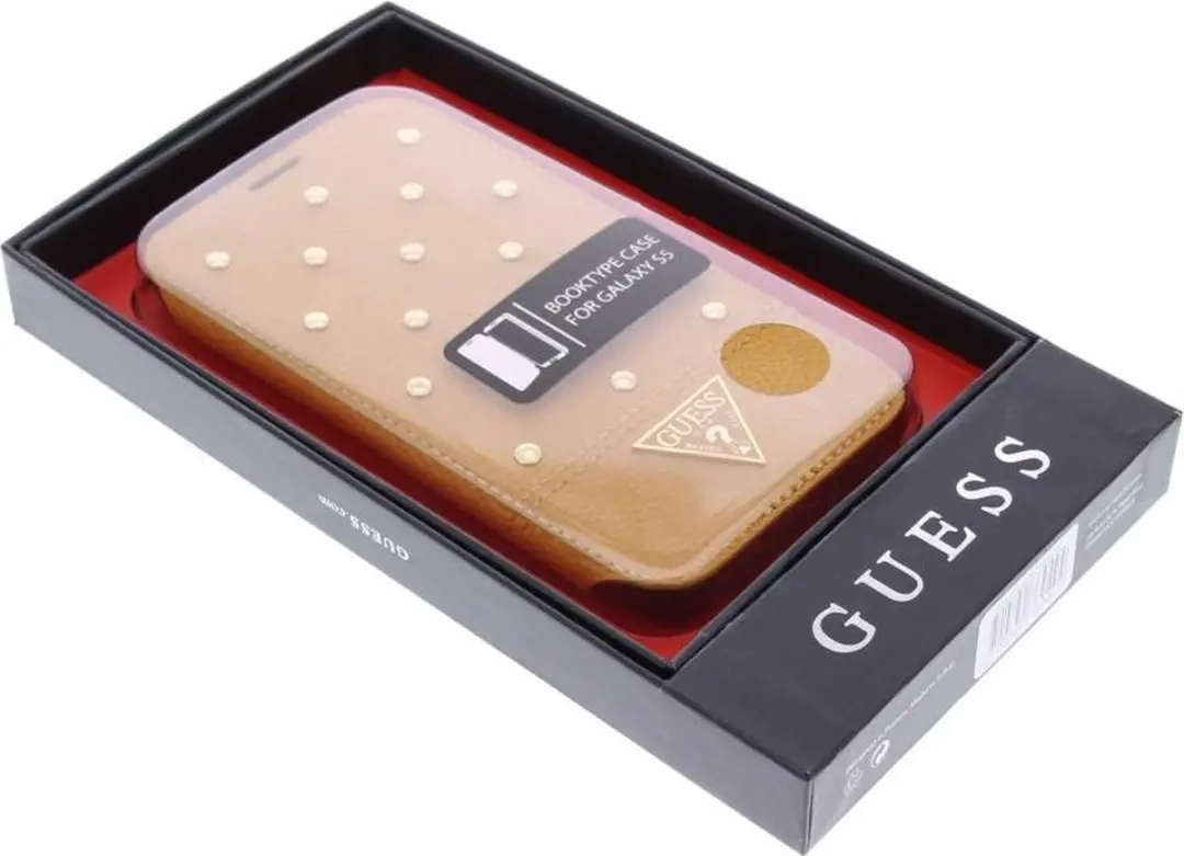 GUESS Cognac Kunstleer Hoesje voor Samsung Galaxy S5 Plus - G900F0001071