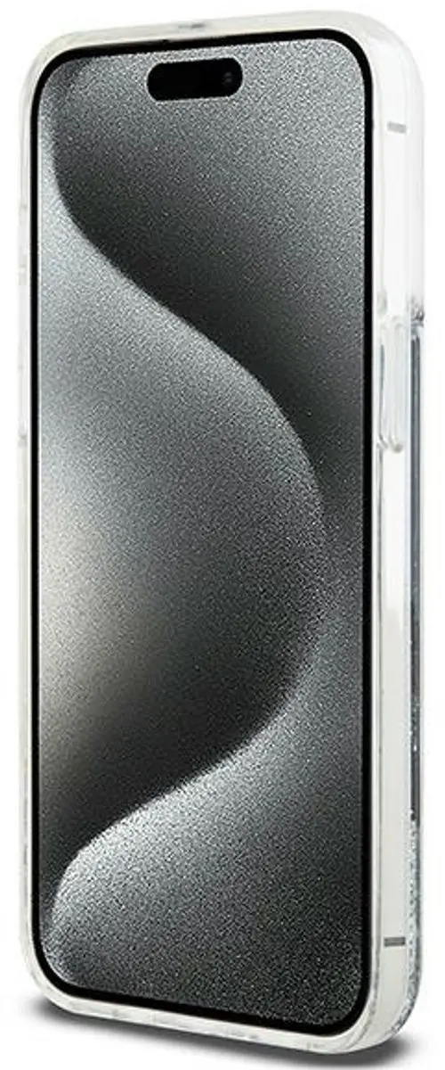 DKNY Liquid Glitter Arch Logo Back Case - iPhone 15 Pro Max - Zwart/Zilver