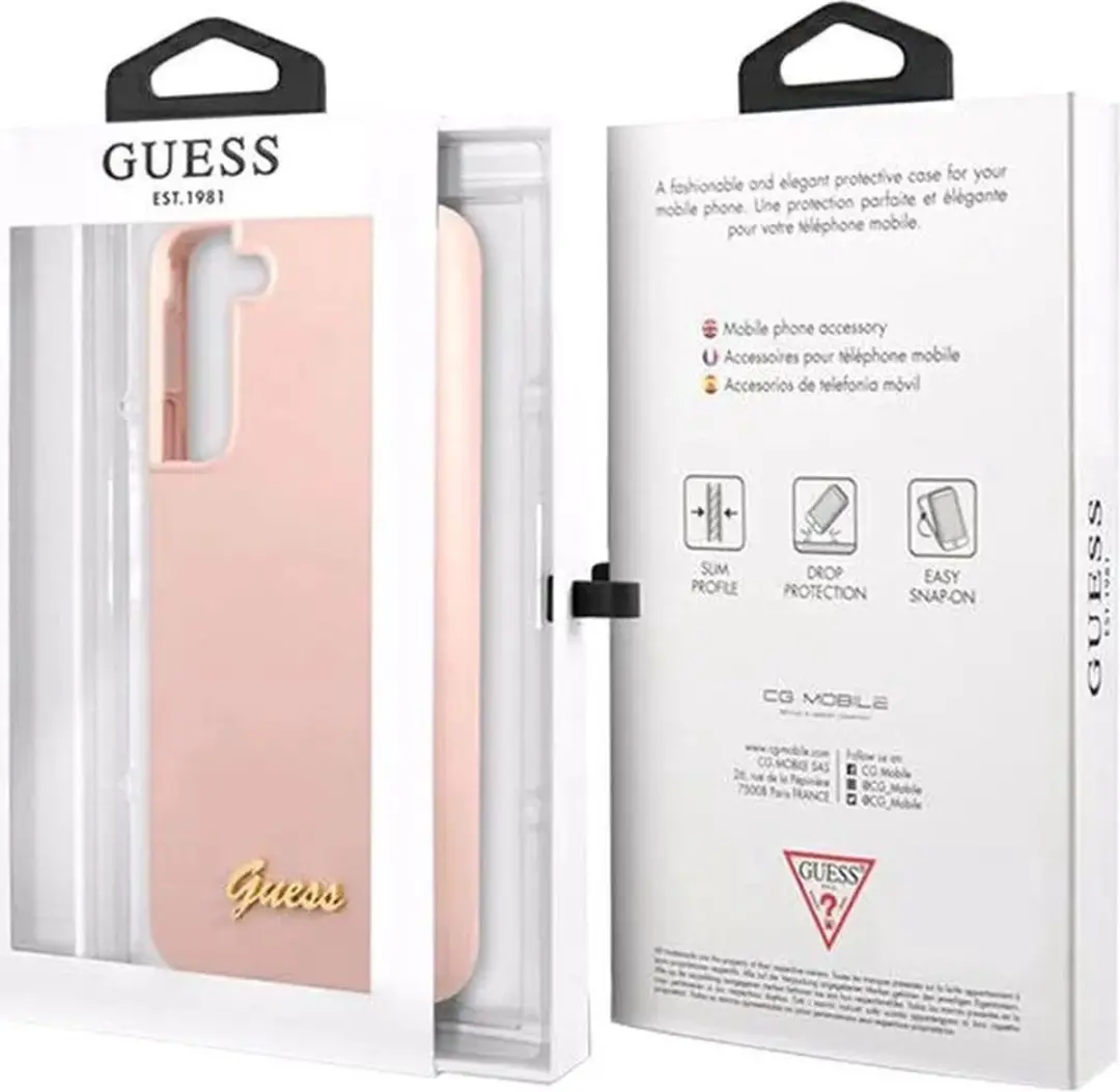 GUESS Siliconen Hoesje Samsung Galaxy S23+ - Roze/Goud