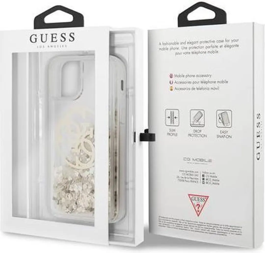 GUESS Liquid Glitter Circle Hoesje - iPhone 11 Pro - Goud