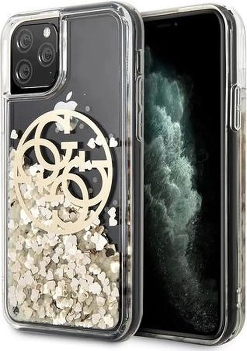 GUESS Liquid Glitter Circle Hoesje - iPhone 11 Pro - Goud