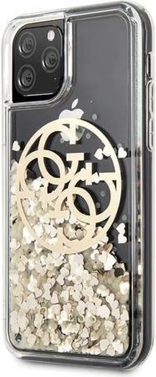 GUESS Liquid Glitter Circle Hoesje - iPhone 11 Pro - Goud