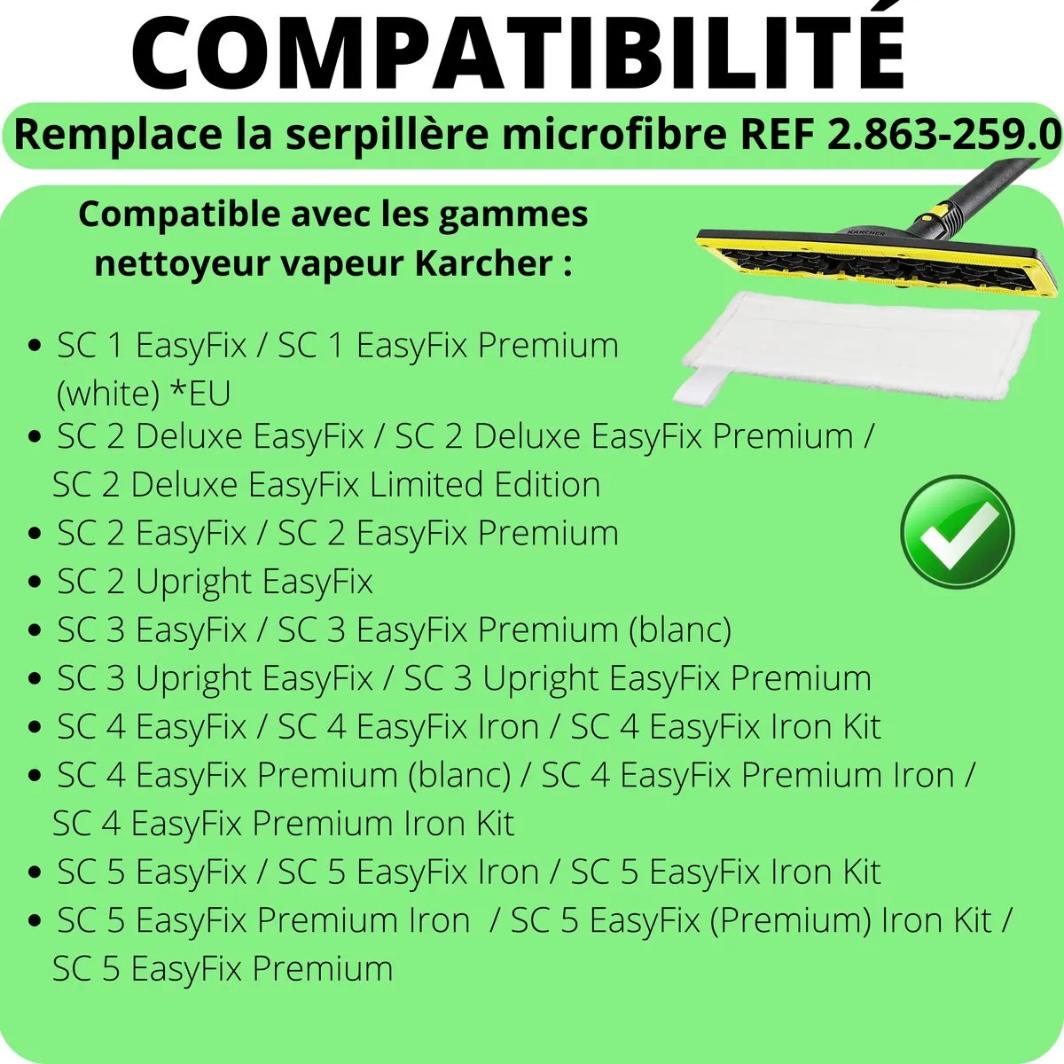 Kärcher EasyFix 2.863-259.0 Wasbare Dweilset - 5 Stuks Wit