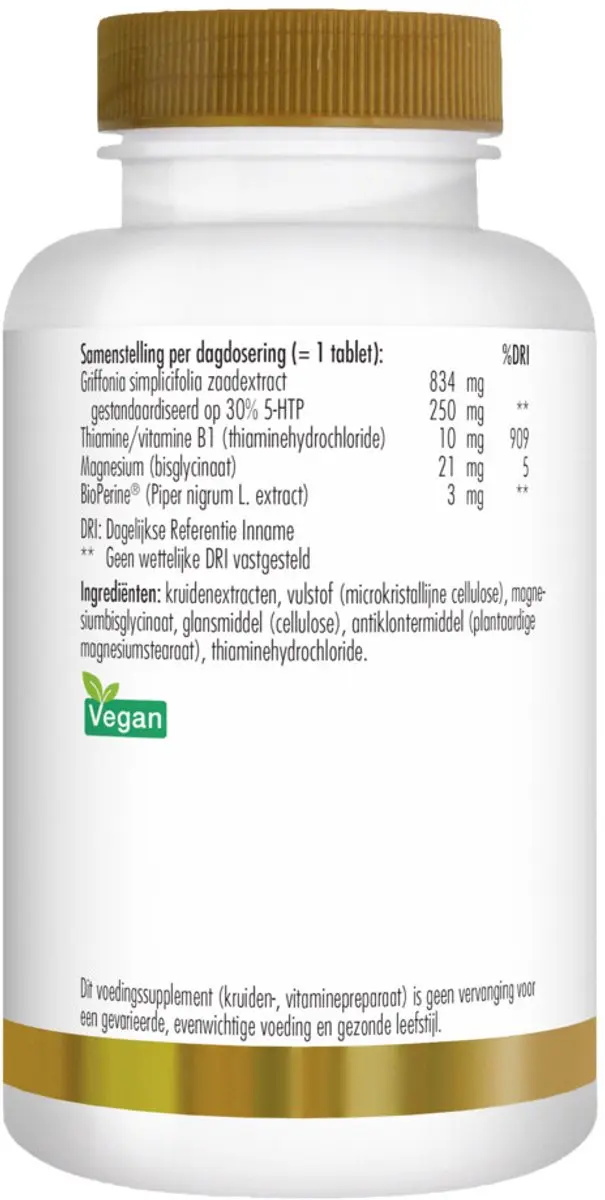 Golden Naturals 5-HTP 250mg - 60 Veganistische Tabletten