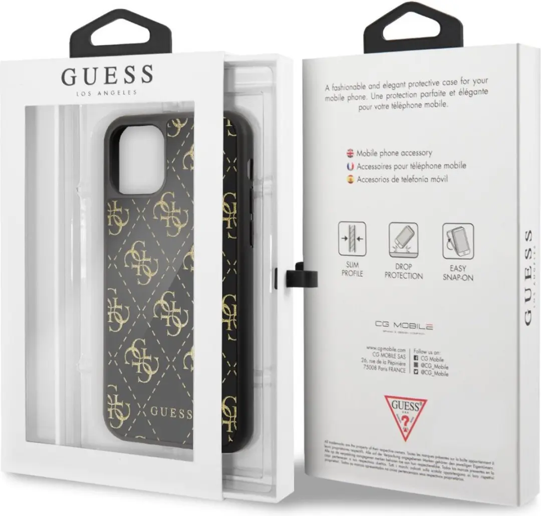 GUESS Double Layer Glitter Back Case - iPhone 11 Pro - Zwart