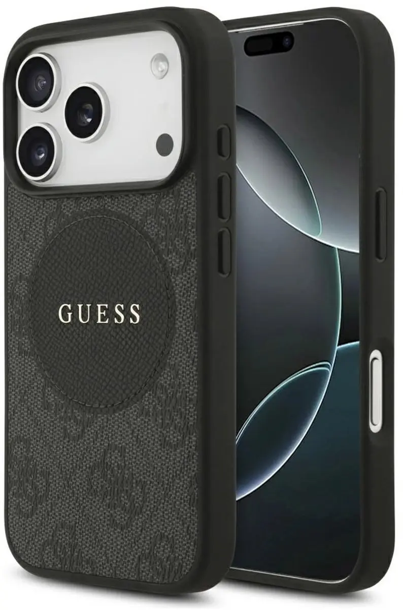 GUESS Case 4G Circle Classic Logo iPhone 17 Pro MagSafe - Zwart