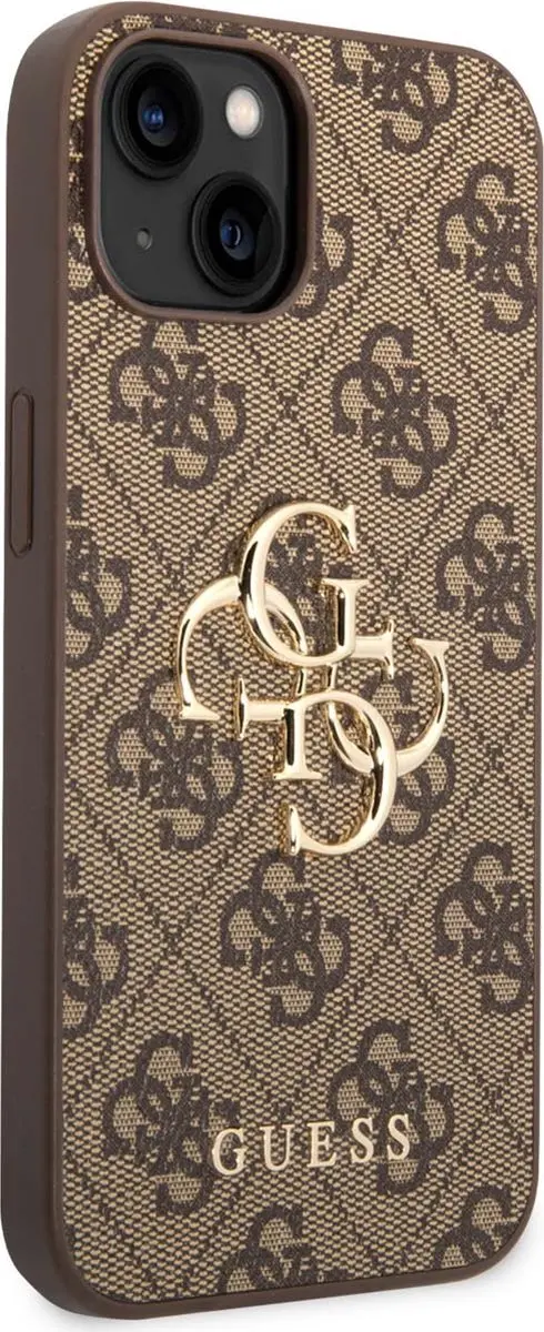 Guess Metal Logo iPhone 15 Hoesje - Bruin