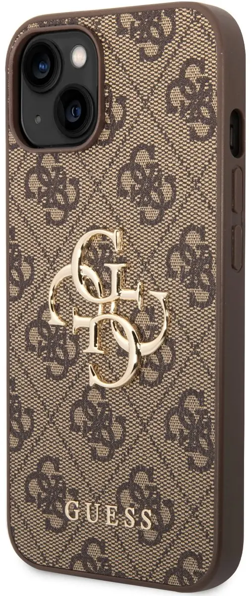 Guess Metal Logo iPhone 15 Hoesje - Bruin