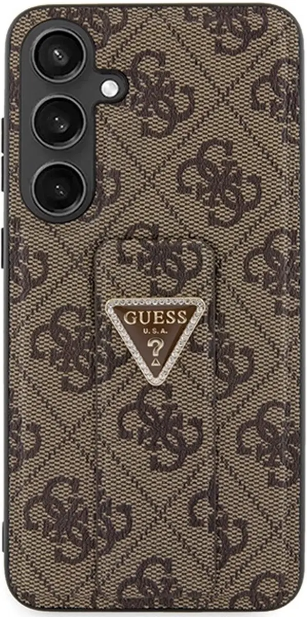 Guess Grip Stand 4G Triangle Strass Hoesje Samsung Galaxy S24 - Bruin - afbeelding 6 van 6