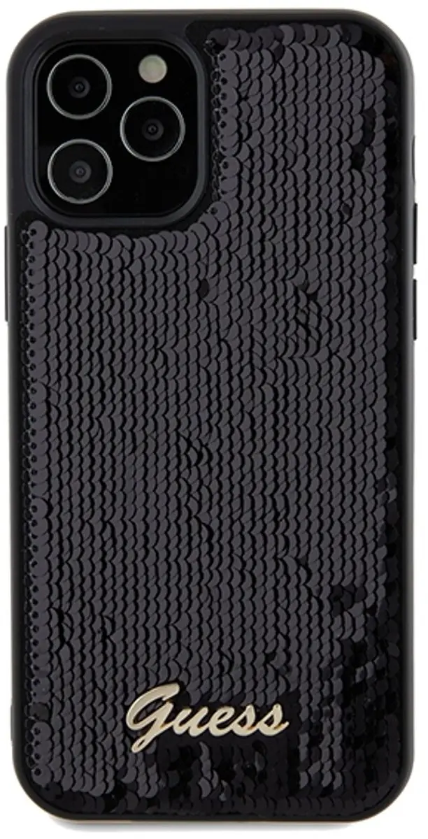 GUESS Sequins Back Case - iPhone 12/12 Pro Zwart