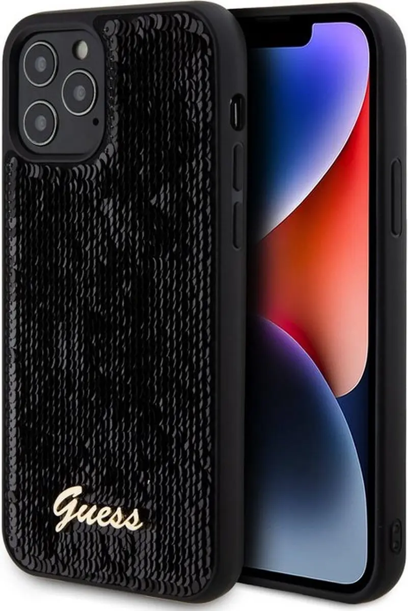 GUESS Sequins Back Case - iPhone 12/12 Pro Zwart