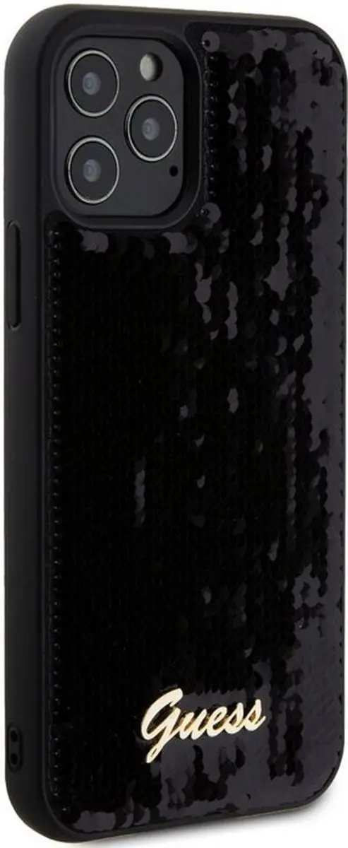 GUESS Sequins Back Case - iPhone 12/12 Pro Zwart