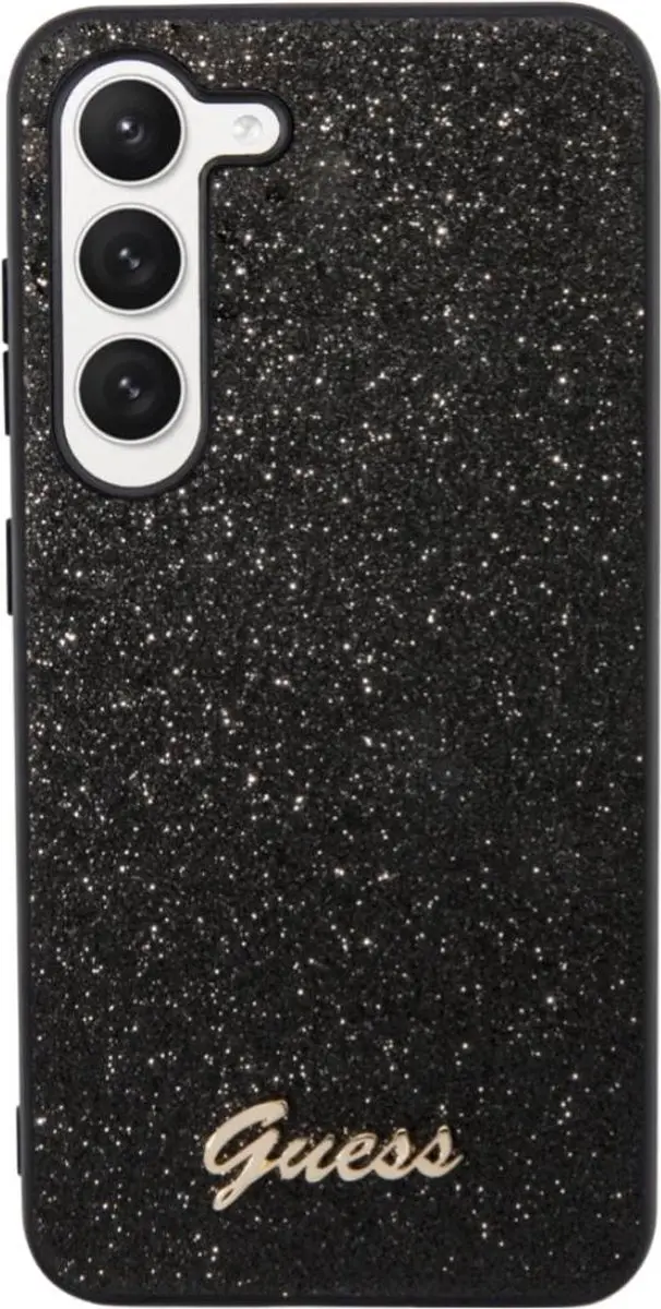 Guess Glitter Flakes Hoesje - Samsung Galaxy S23 - Zwart