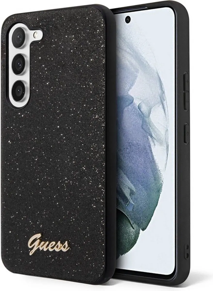 Guess Glitter Flakes Hoesje - Samsung Galaxy S23 - Zwart