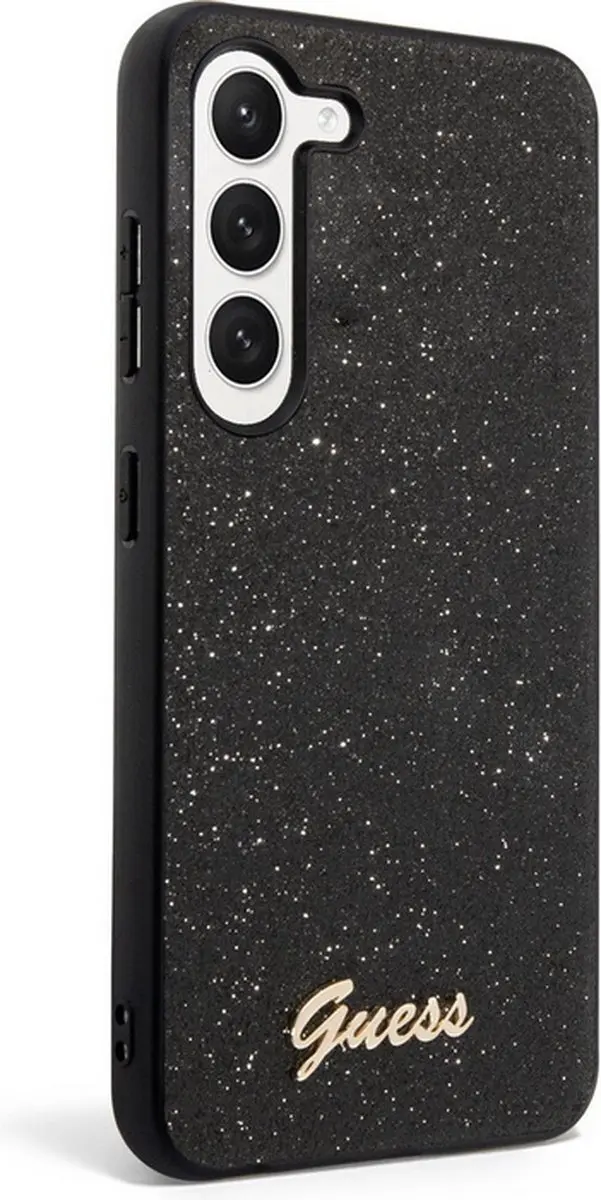 Guess Glitter Flakes Hoesje - Samsung Galaxy S23 - Zwart