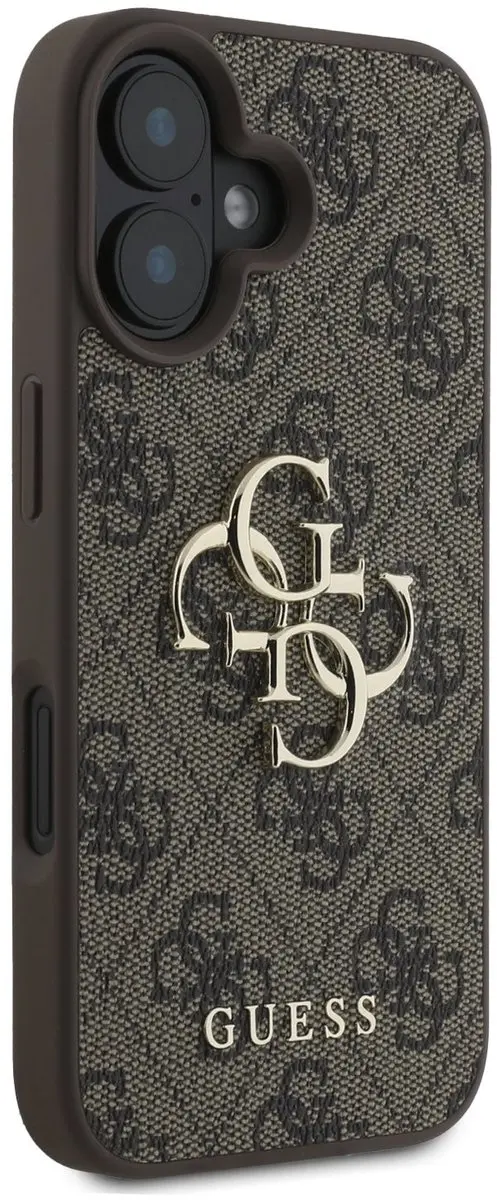GUESS Metal Logo iPhone 16 Hoesje - Bruin