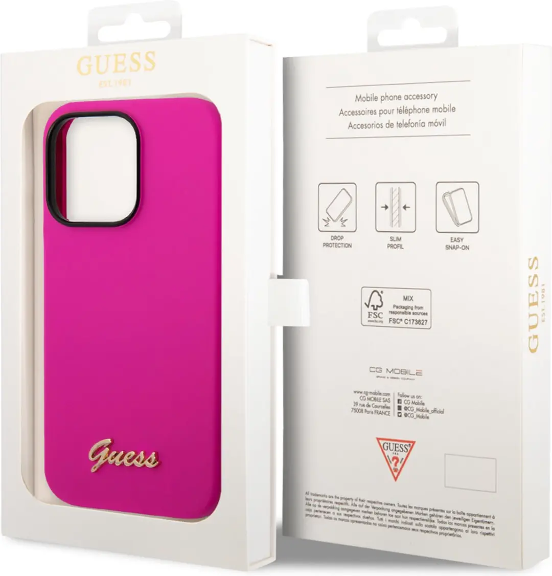 GUESS Silicone Back Case iPhone 14 Pro - Fuchsia