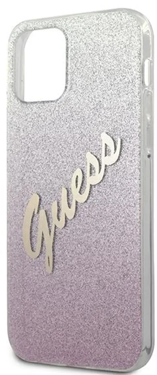 GUESS Gradient Vintage Glitter Back Case - iPhone 12/12 Pro Roze