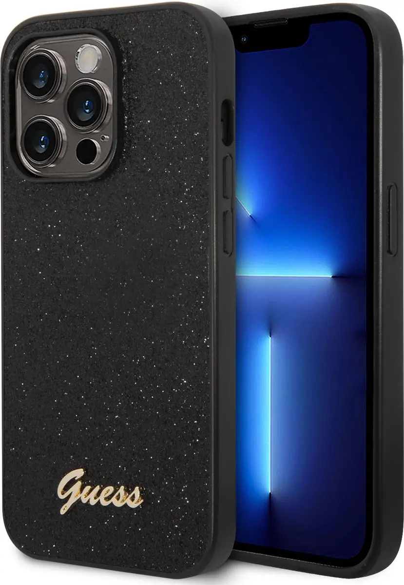 Guess Hoesje iPhone 14 Pro Glitter Script