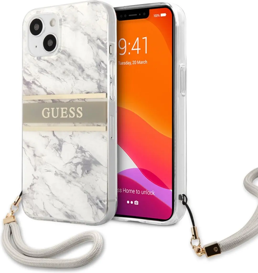 Guess iPhone 13 Mini Telefoonhoesje - Grijs - PC & TPU