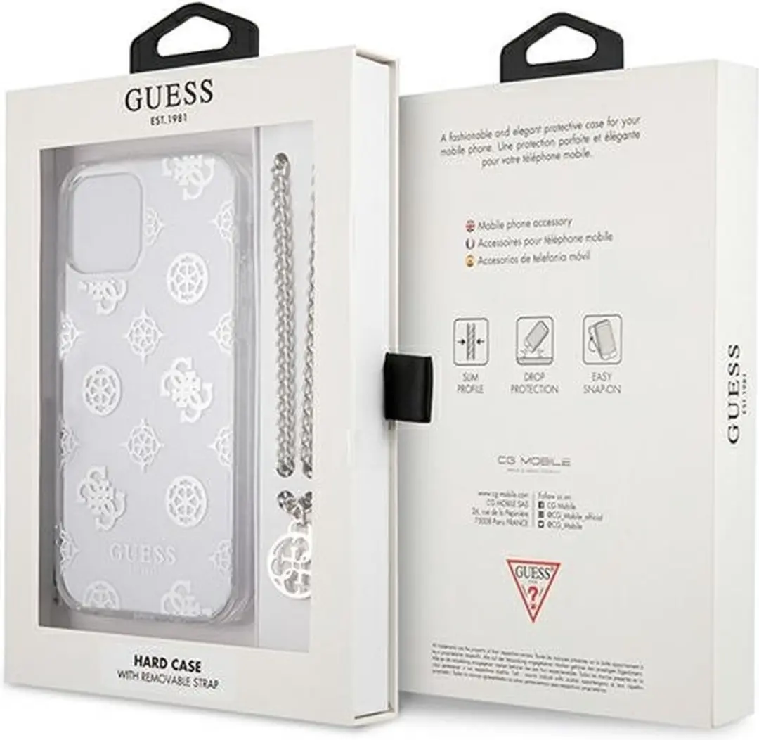 GUESS Peony Back Case met Strap - iPhone 12 Pro Max - Goud