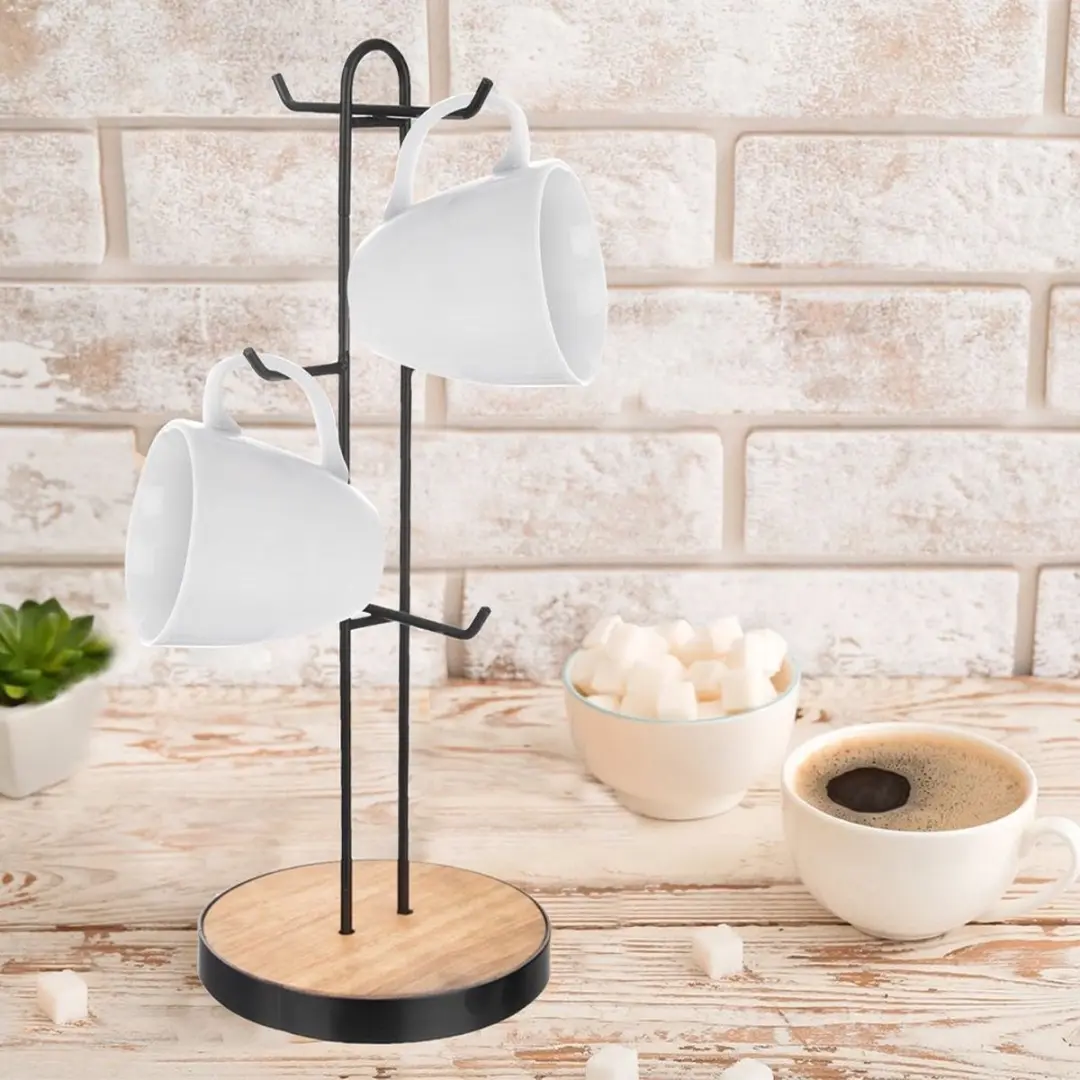 Orion Radka Serie Zwart Metalen Bekerhouder 40cm - Houten Basis