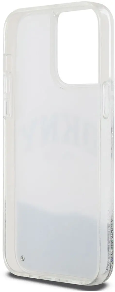 DKNY Liquid Glitter Arch Logo Back Case - iPhone 15 Pro Max - Wit/Zilver - afbeelding 6 van 6