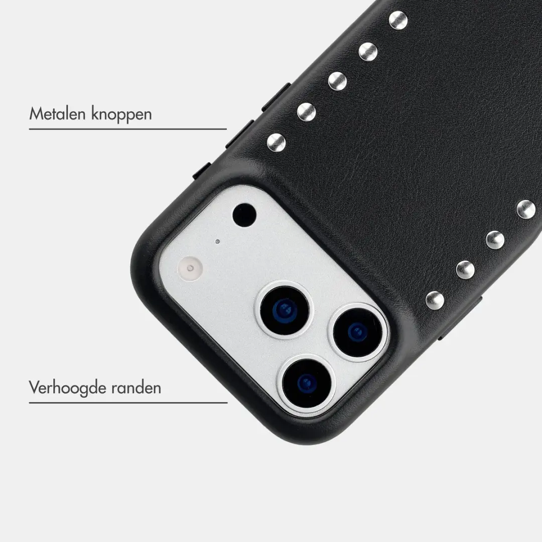 Selencia Hoesje iPhone 17 Pro Studs Backcover - Velvet Black - afbeelding 6 van 6