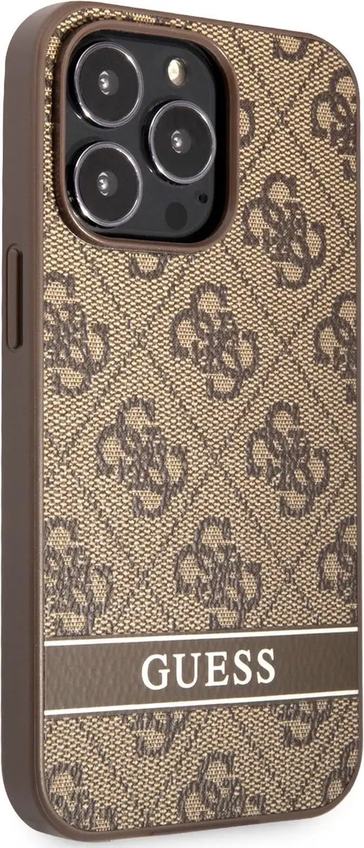 Guess 4G Printed Stripe Hoesje - iPhone 13 Pro - Bruin