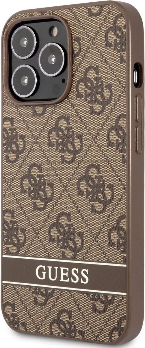 Guess 4G Printed Stripe Hoesje - iPhone 13 Pro - Bruin