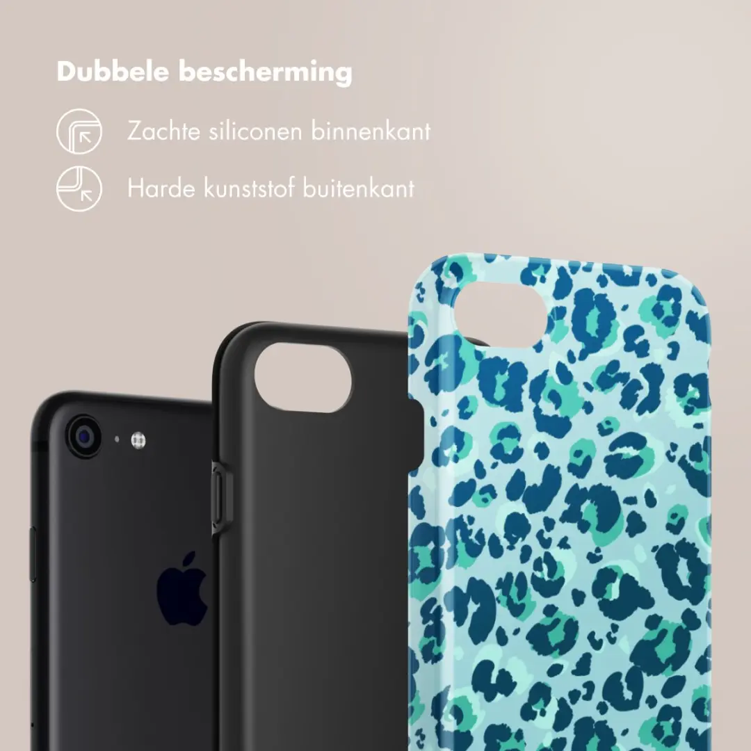 Selencia Hoesje iPhone SE/8/7/6s/6 - Wild Spots Light Blue