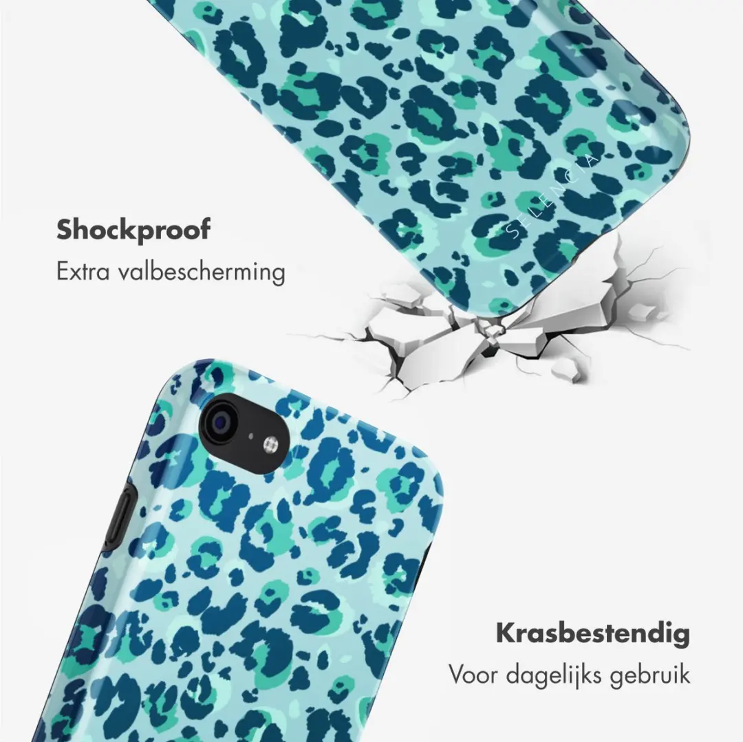 Selencia Hoesje iPhone SE/8/7/6s/6 - Wild Spots Light Blue