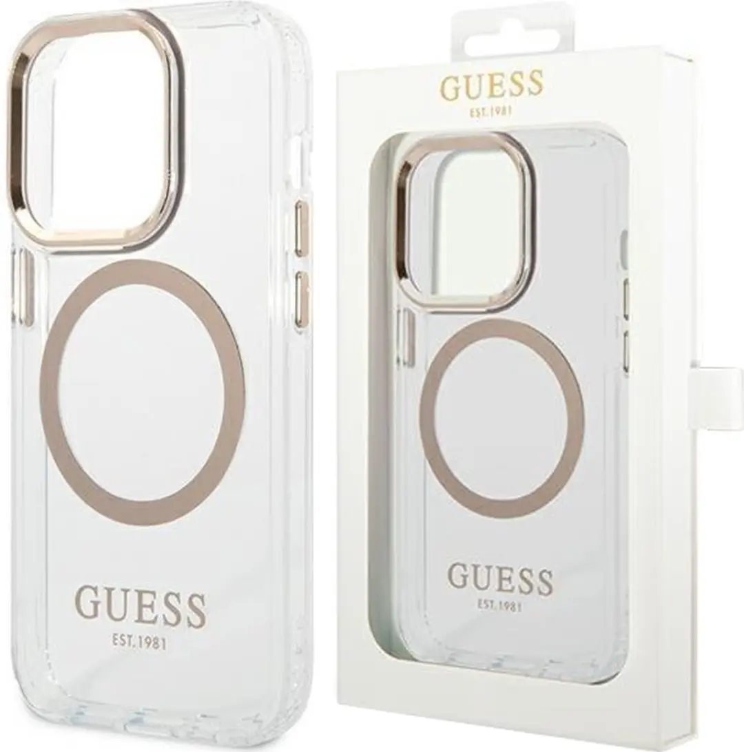 Guess iPhone 14 Pro MagSafe Hoesje - Transparant Goud