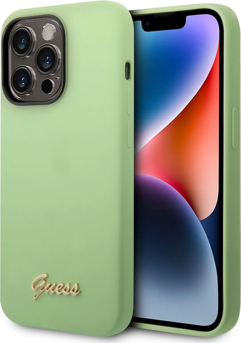 GUESS iPhone 14 Pro Hoesje Groen - Silicone/Polycarbonaat - MagSafe