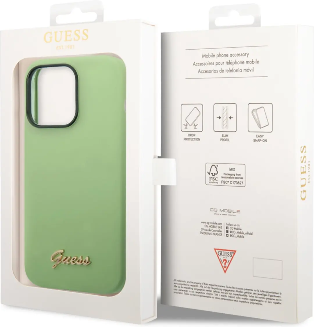 GUESS iPhone 14 Pro Hoesje Groen - Silicone/Polycarbonaat - MagSafe