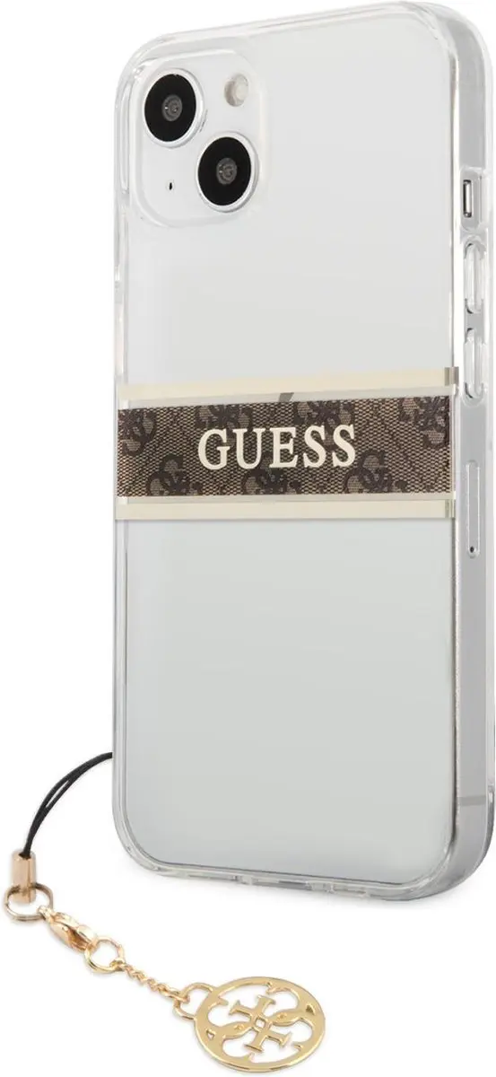 Guess Charms iPhone 13 Backcase - Transparant Bruin - 7561