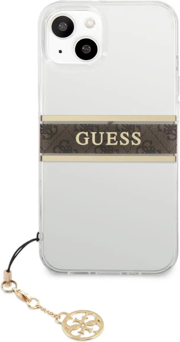Guess Charms iPhone 13 Backcase - Transparant Bruin - 7561